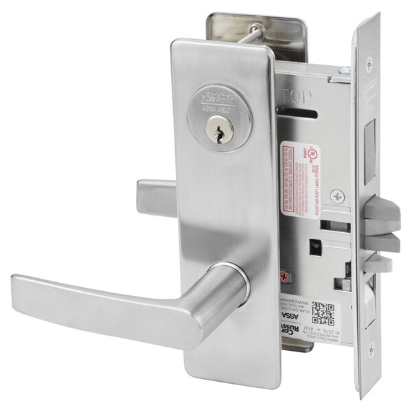 Apartment or Dormitory Mortise Lock, AS Lever, M Escutcheon, Satin Chrome